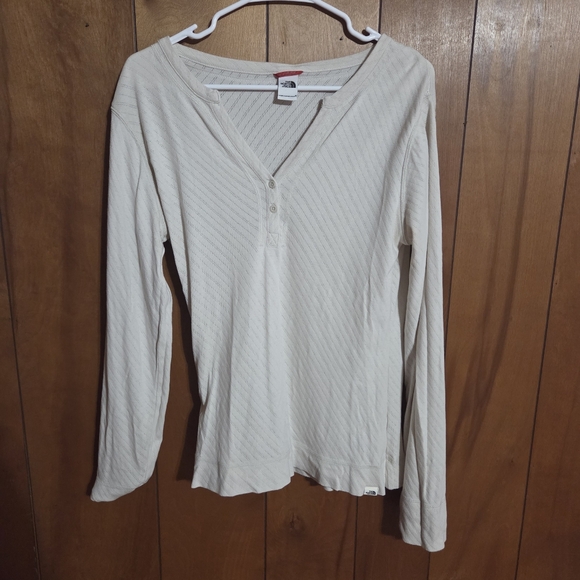 The North Face Size Small Womens White Long Sleeve Henley Top - Picture 1 of 3